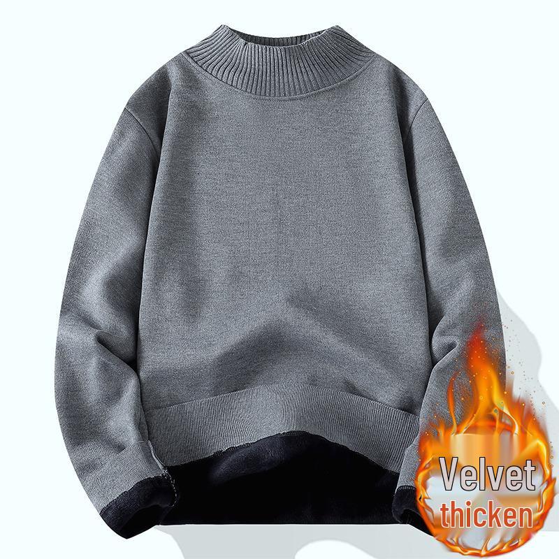 Men's Korean Style Loose Fit Knit High-Neck Long Sleeve Sweater for Autumn and Winter