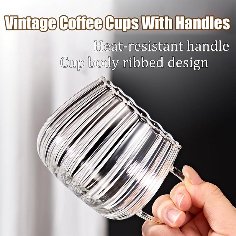 Enkellaagse Beker van Hoog Borosilicaatglas met Lepel Set Verticale Streep Pompoenvorm Glazen Beker Draagbare Creatieve Koffiemok