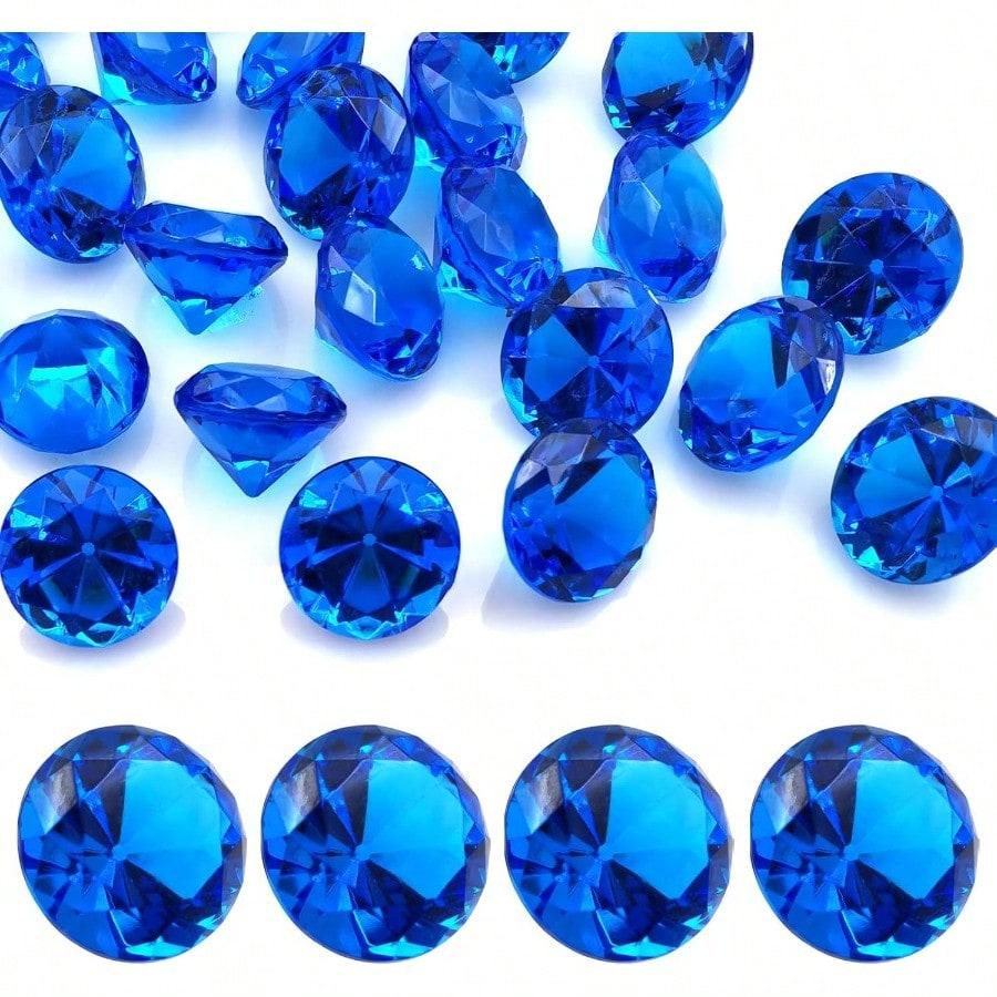 

LYHLYA Упаковка из 100 драгоценных камней для детей, акриловые бриллианты, 25 мм, декоративные бриллианты, акриловые драгоценные камни, поддельные драгоценные камни для наполнения ваз синий