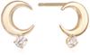 ESTELLE [Official] Women's K10 Yellow Gold Earrings with Cubic Zirconia and Moon Motif, 0222-6365-0013-0000