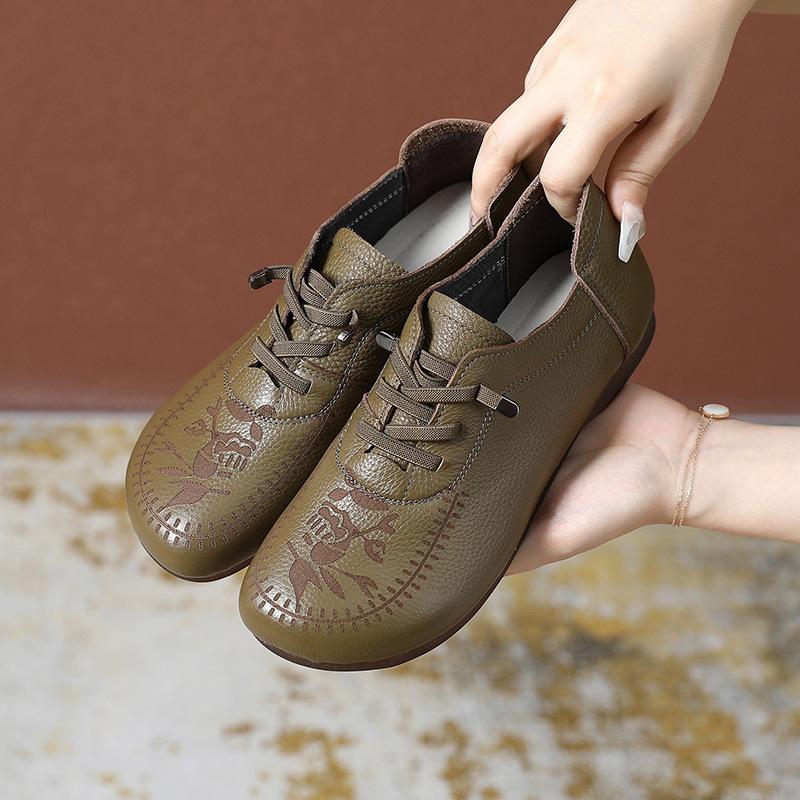 Fashion GKTINOO Fashion Women Flat Shoes Spring Autumn Round Toe Sneakers Genuine Cow Leather Soft Sole Comfort Casual Shoes Woman