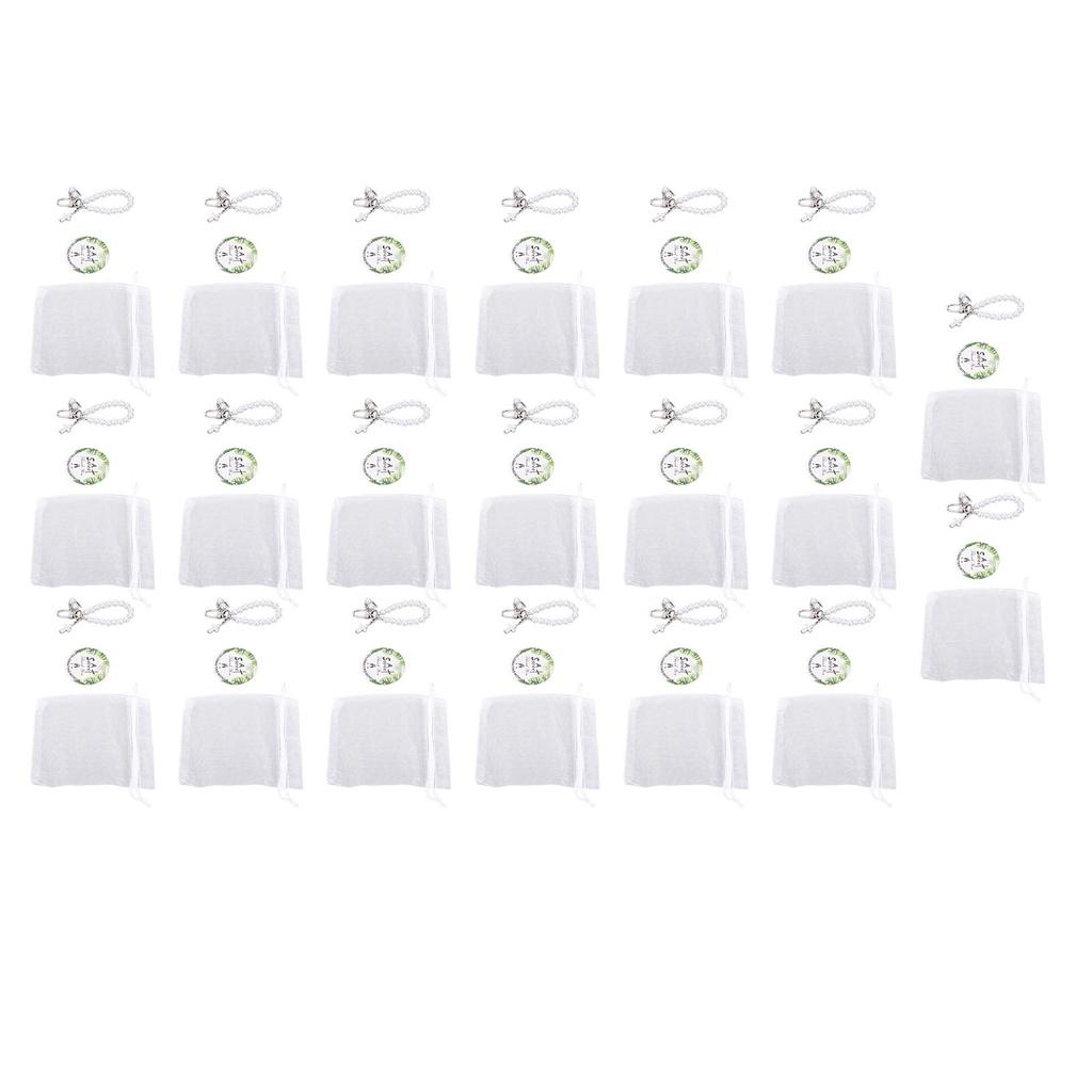 20 Set Pearls Crosses Keychains Multifunctional Pearl Beaded Key Rings for Baptisms Memorial Services Religious