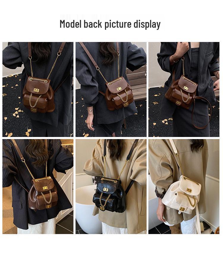 Women's Diamond Lattice Chain Backpack - Korean Style, High-Quality Fashion Motorcycle Bag