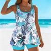 Women's Swimwear Tankini 2 Piece Swimsuit Vegetation  Pattern Print Vacation Bathing Suits