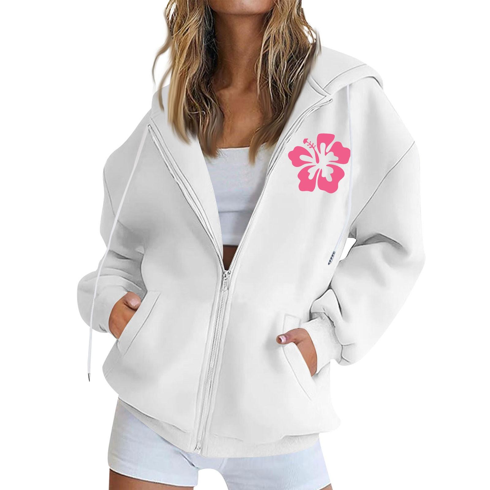 

Женская толстовка с капюшоном на молнии с длинным рукавом, флисовая куртка, толстовка с карманом, куртка S белый