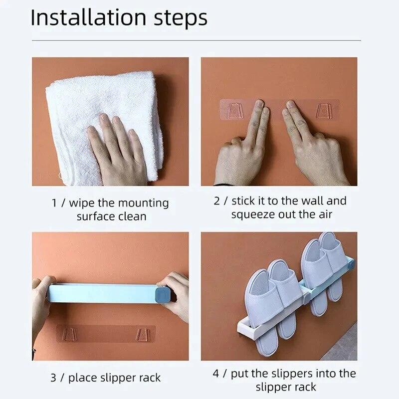 Vonios kambario šlepečių lentyna be perforavimo Sienoje tvirtinama vientisa batų lentyna Vietą taupanti lentyna Pakabinama vonios kambaryje