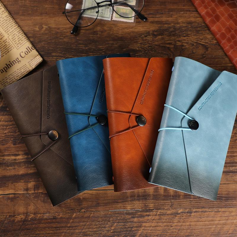 Nostalgic A6 Loose-Leaf Notebook with Retro Binding & Strap - Small A7 6-Hole Creative Pocket Journal with Logo