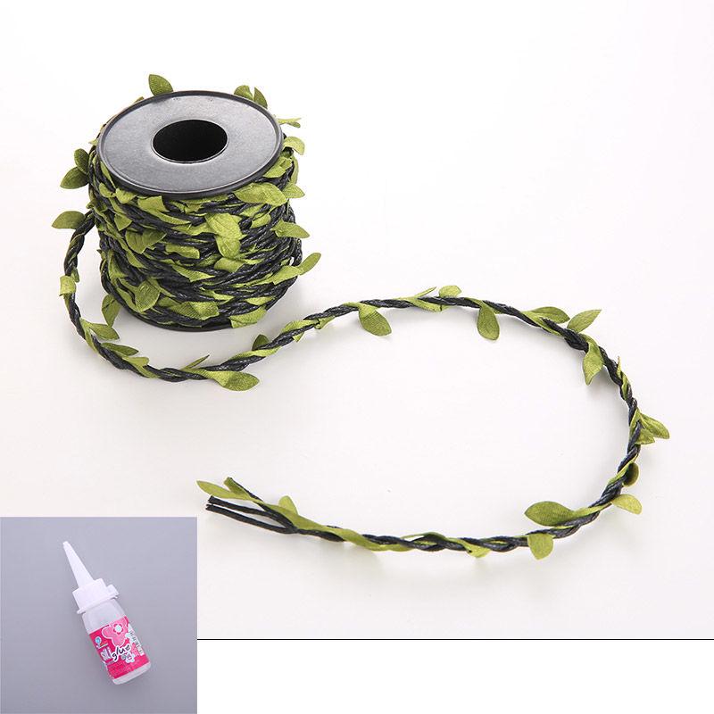 DIY Colorful Forest Style Green Rattan Leaves Hand-Woven Jute Rope for Decoration and Jewelry
