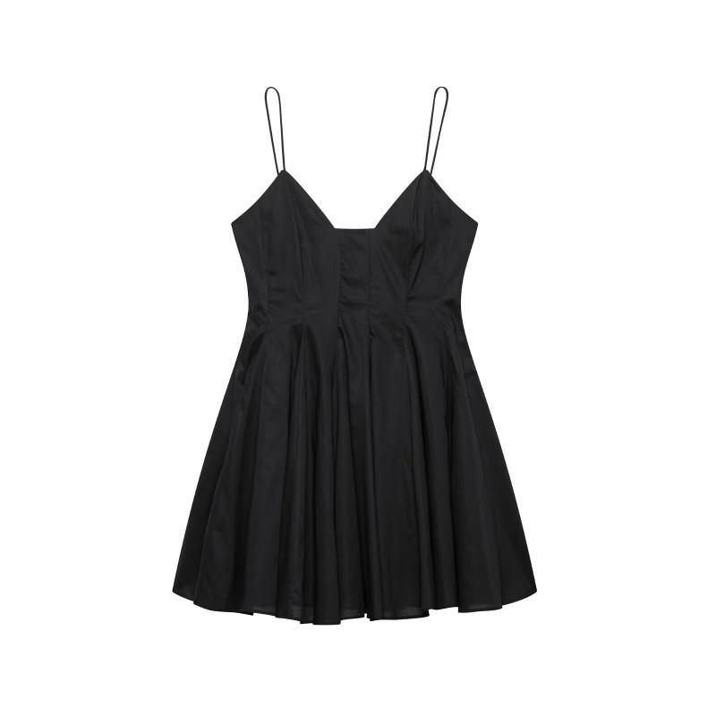 European American Women s Clothing Summer Low-necked Poplin Short Suspender Dress XS чёрный
