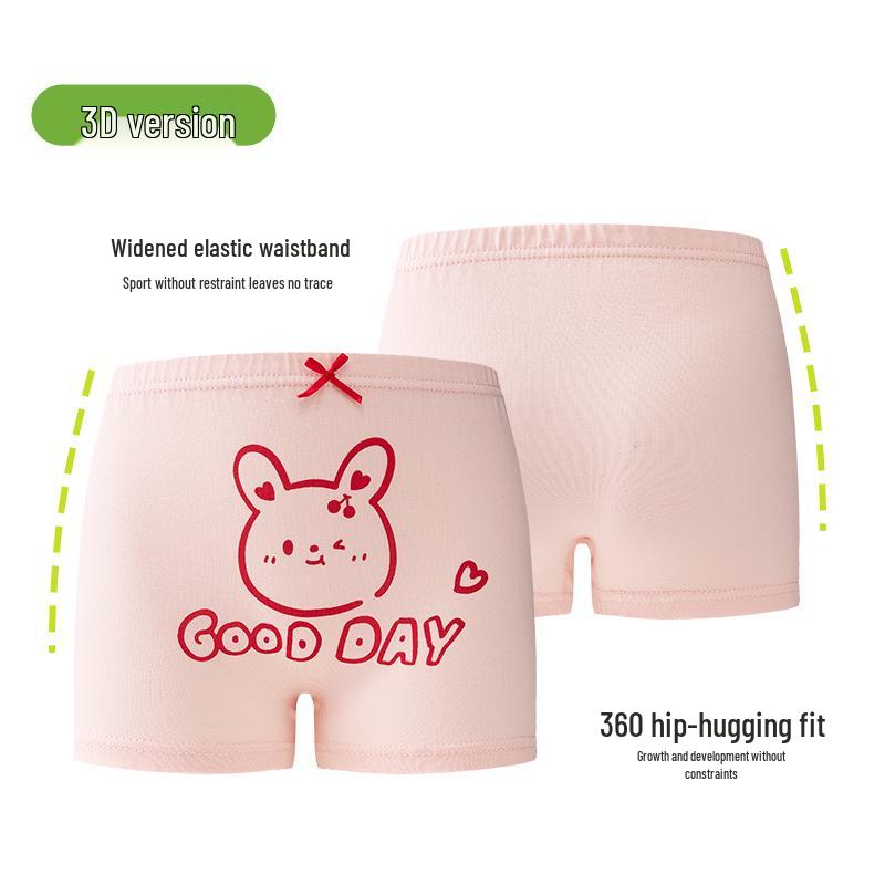 Girls' Pure Cotton Antibacterial Boxer Briefs for Kids - No Wedgie Design