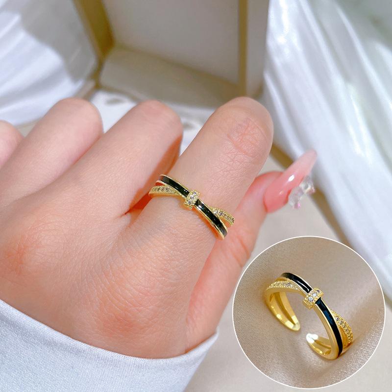 [Real Gold Electroplating] Temperament Advanced Sense Zircon Super Flash Ring Women'S Opening Can Be Adjusted And Simple