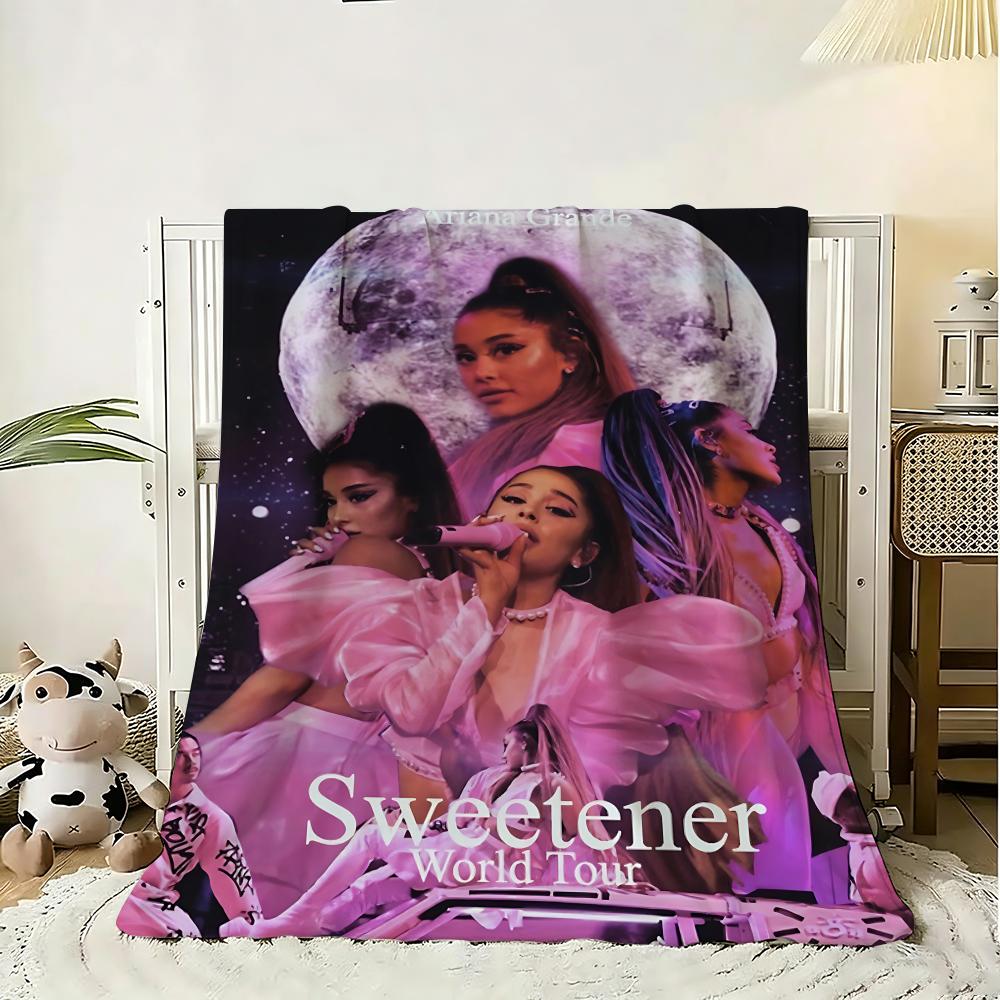 Pop Singer Ariana Grande Throw 240G Flannel Blanket Lightweight Soft Skin-Friendly Summer Thin Throw Blanket