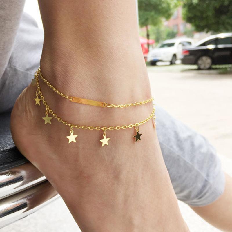 Lucky Beads Anklet For Women  Trendy Simple Flash Ankle Chain Spring Summer Jewelry Gift