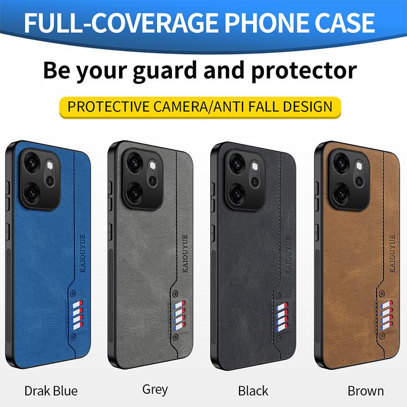 Hit Stitching Color Retro Matte Leather Back Case For OPPO Reno14 Reno 14 F Pro 5G Full Cover Camera Protector Anti Slide Shell