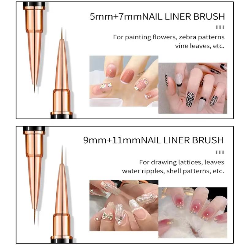 Five-piece set of double-headed metal nail brushes, ladies' nail brushes nail oil brushes nail tool cleaning brushes nail design