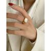 Emanco Ring Titanium Steel Women's Non-Fading Simplicity and Exaggeration Gold Fashion Ins White Shell Stainless Steel Ring