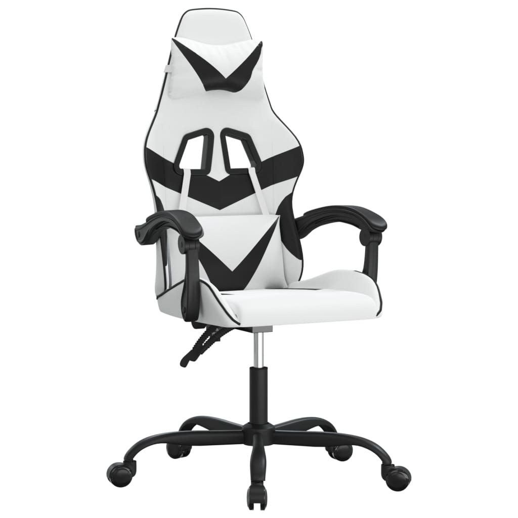 Gaming Chair In White and Black Synthetic Leather