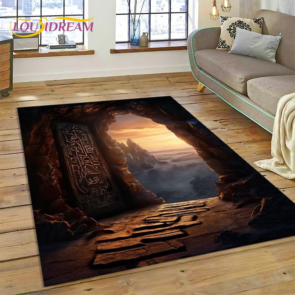 Illusion God's Temple Door Gate Carpet Rug for Living Room Bedroom Home Sofa Decoration,Kids Play Rug Floor Mat