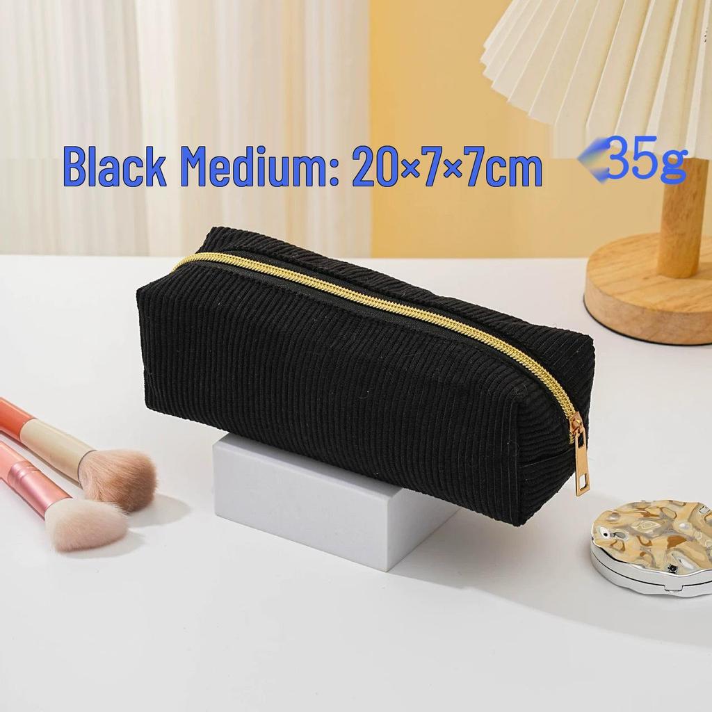 Korean Style Cute Corduroy Makeup Bag and Large Capacity Pencil Case for Girls