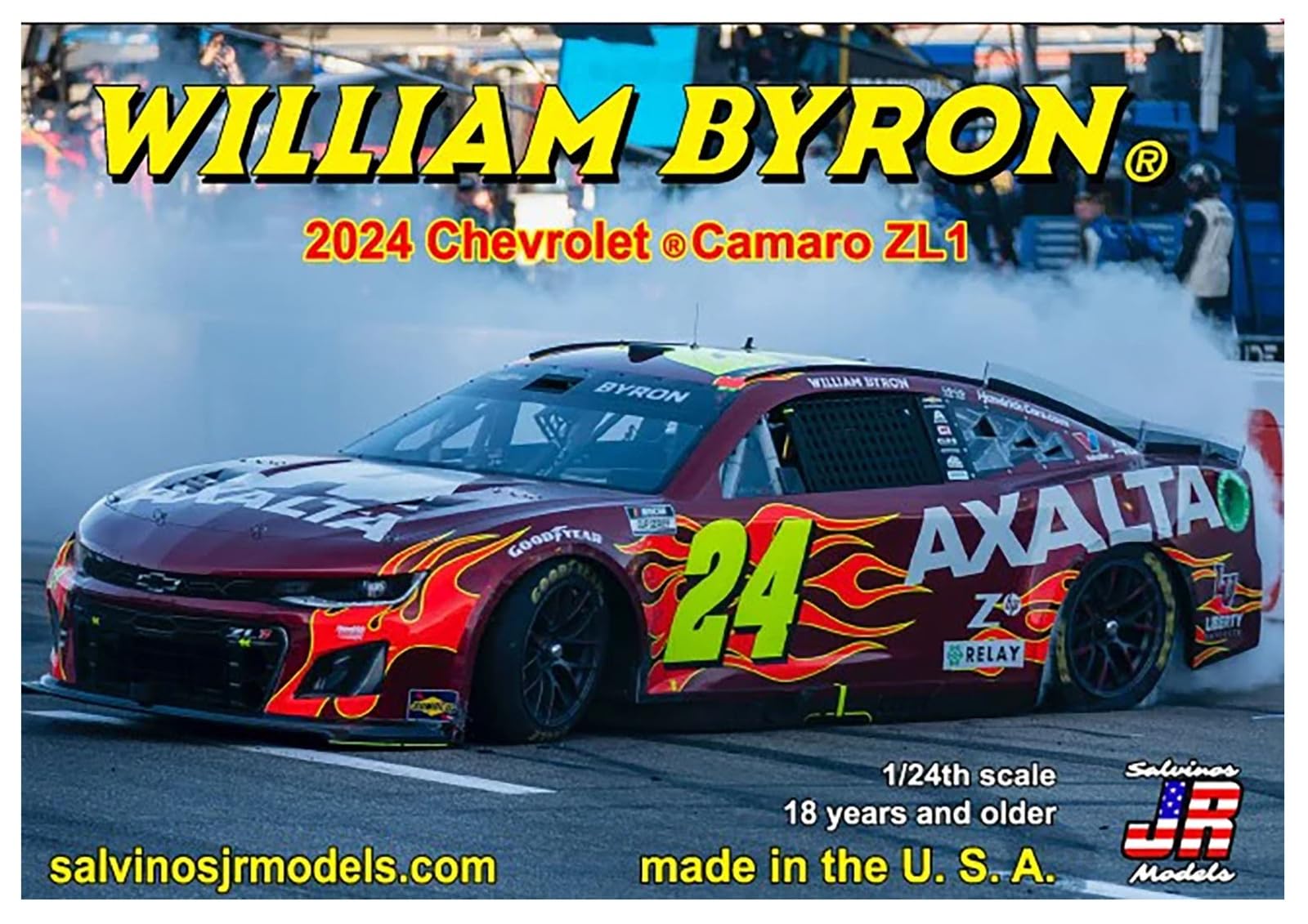 

Salvinos Jr Модели Уильям Байрон Axalta Chevrolet Camaro ZL1 Победитель Cookout 400 Цветовая схема к 40-летию Hendrick Motorsports Пластиковая модель