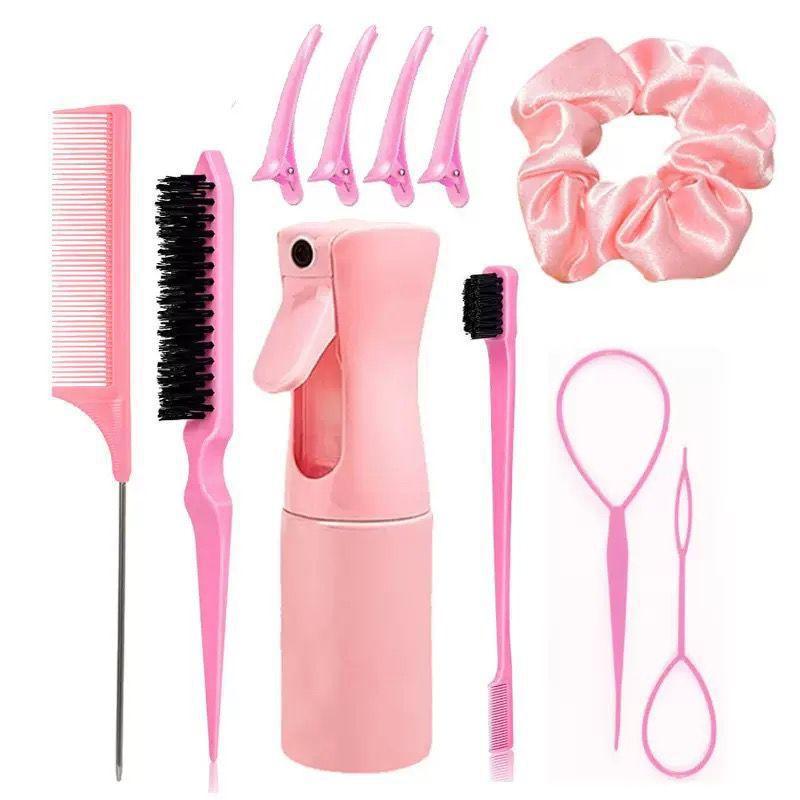 27Pcs Professional Hair Brush Set, Hair Styling Comb Kit with Continuous Spray Bottle, Scalp Massage Shampoo Brush for Salon