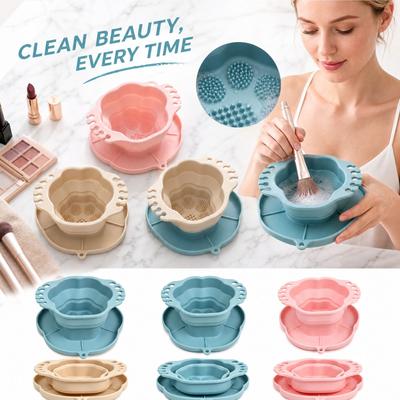 Portable Makeup Brush Cleaner with Silicone Washing Bowl and Cleaning for Makeup Tools