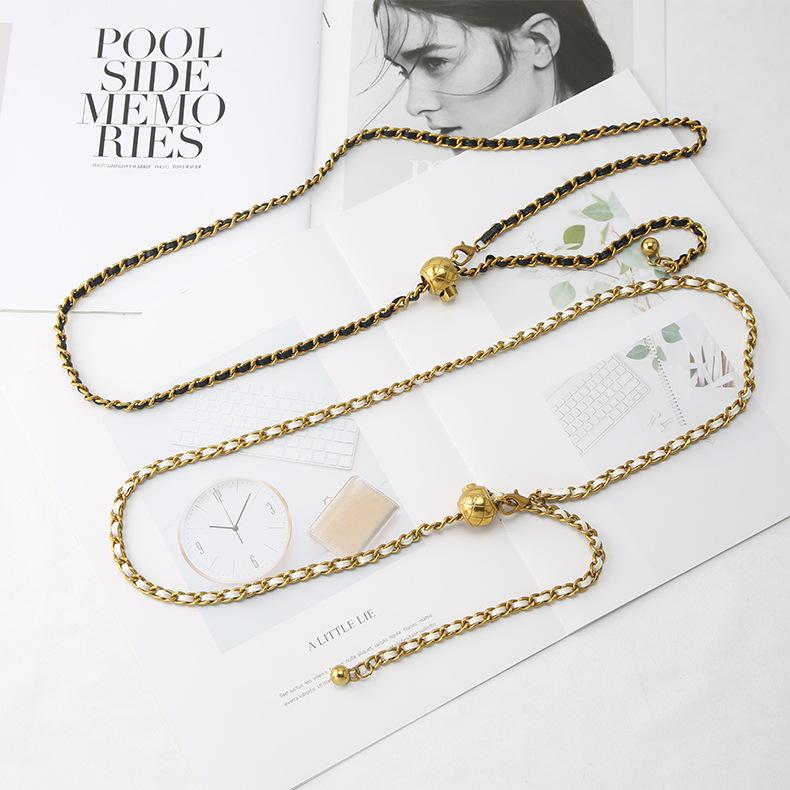 

Xiaoxiang Metal Waist Chain Accessories Women S Woven Belt Decoration With Skirt Dress Chain Thin Waist Belt Wind золотий
