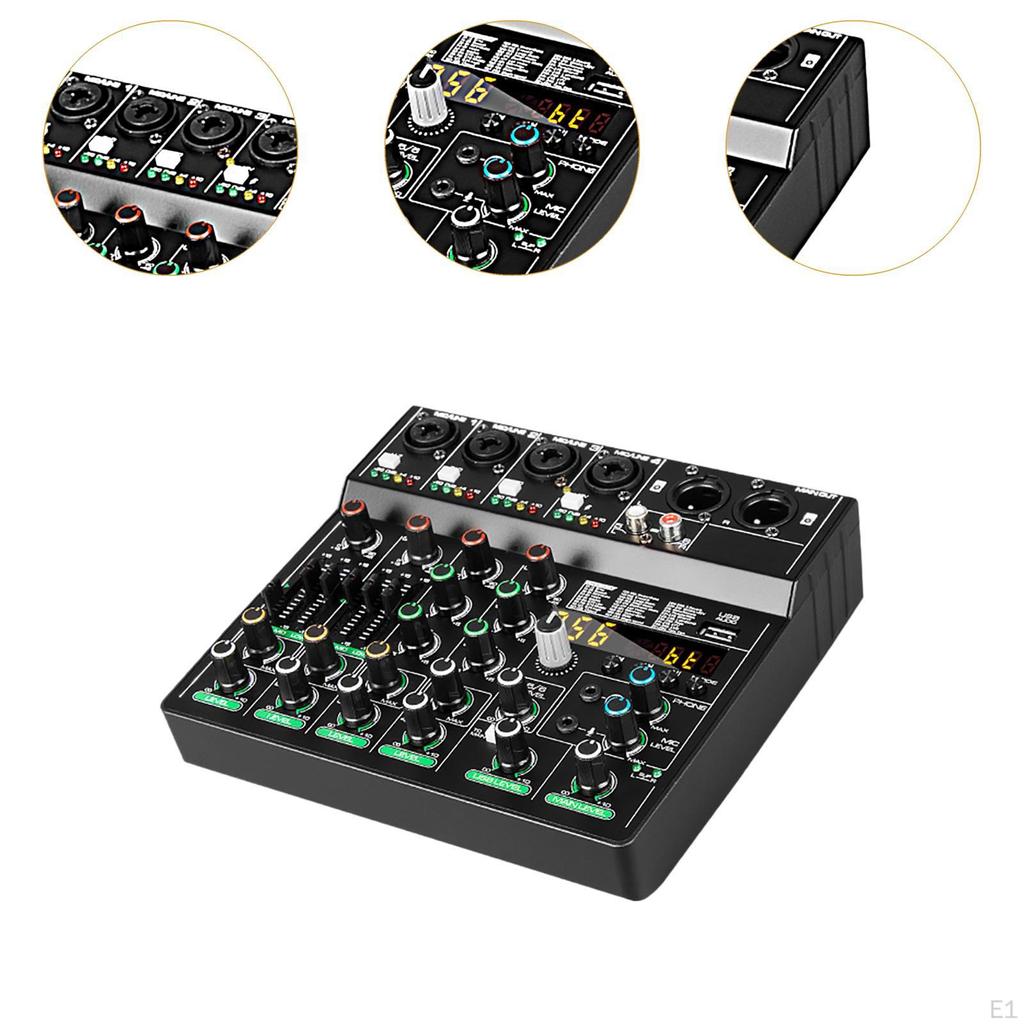 Audio Mixer Source Adjustment 6 Channel for Computer Home Party