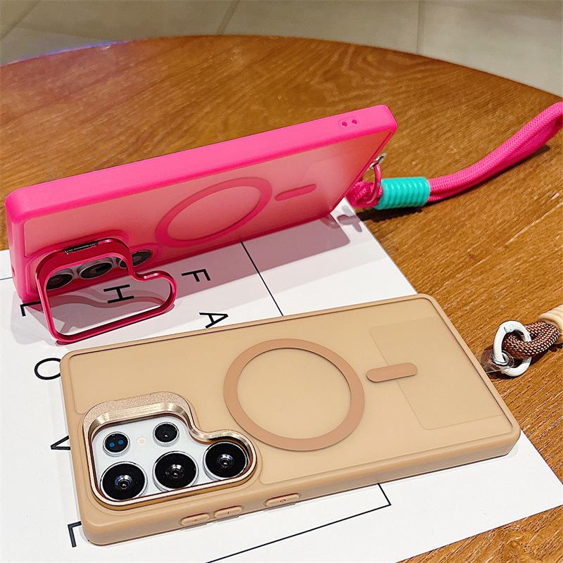 Magnetyczne matowe etui do Samsung S25 Ultra/S24 FE ze stojakiem na obiektyw