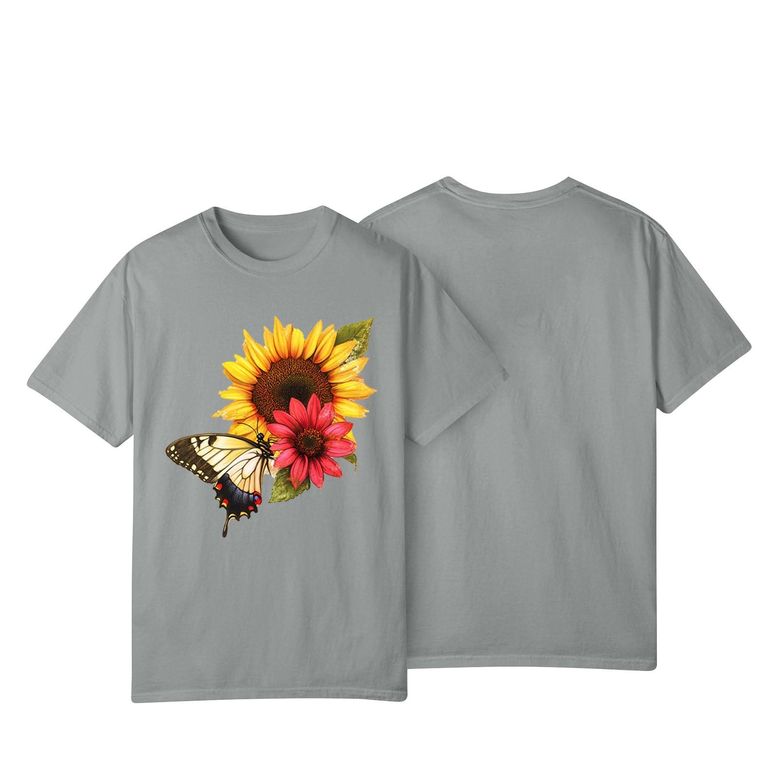 

Женская повседневная футболка с принтом подсолнухов Street Slim Fit с коротким рукавом XXL