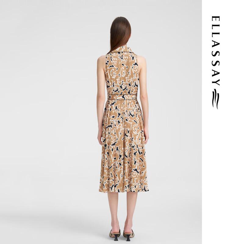 ELLASSAY Spring Elastic Waist Halter Midi Dress for Women