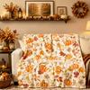 Fall Throw Blanket, Orange Thanksgiving Fall Pumpkin Maple Leaf Blanket, Flannel Soft Warm Cozy Blanket for Sofa and Chair