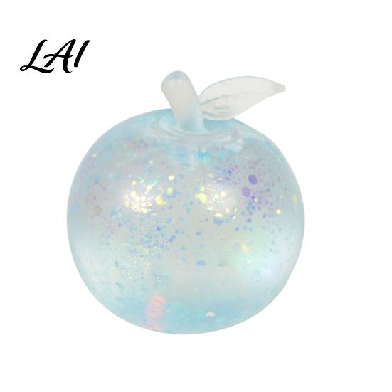 Portable Hand Therapy Squeeze Toy Maltose Glitter Apple Stress Ball Soft TPR Slow Rising Fidget Rubber for Anxiety Relief Cute Fruit Decompression