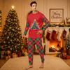 Christmas-print long-sleeve and long-pant matching family loungewear set