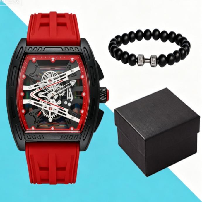Geneva Men's Steel Band Fashion Calendar Wristwatch - Bestseller Personalized Business Set