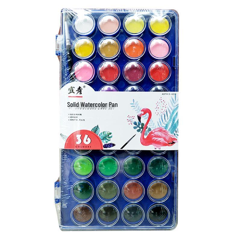 Xuan Qing 12/36 Color Pan Pastels: Beginner Transparent Solid Watercolor Paint Set with 28 Colors and Brush