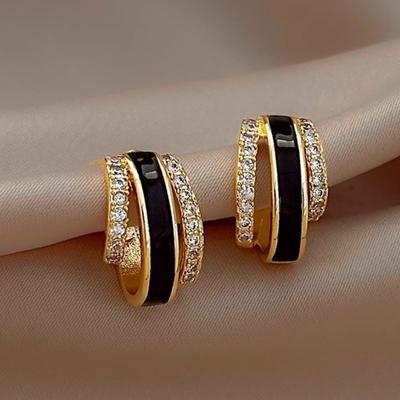 Elegant Daily Wearable Stud Earrings for Women Temperament Gold Color Engagement Jewelry Personalized Female Accessories