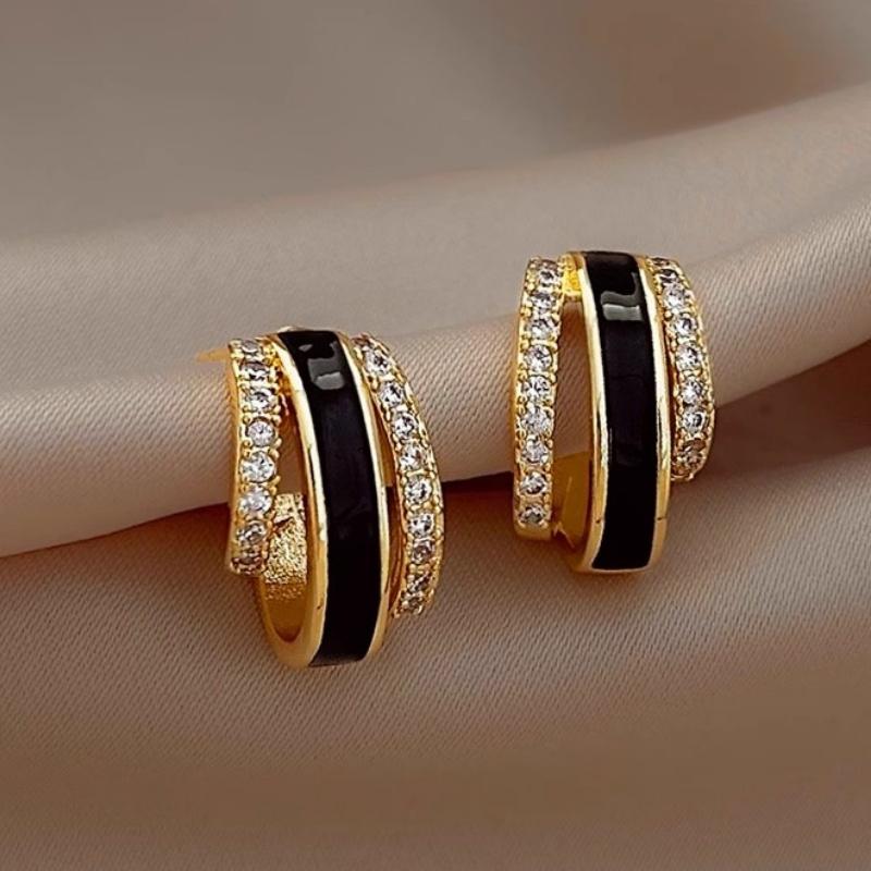 

Elegant Daily Wearable Stud Earrings for Women Temperament Gold Color Engagement Jewelry Personalized Female Accessories
