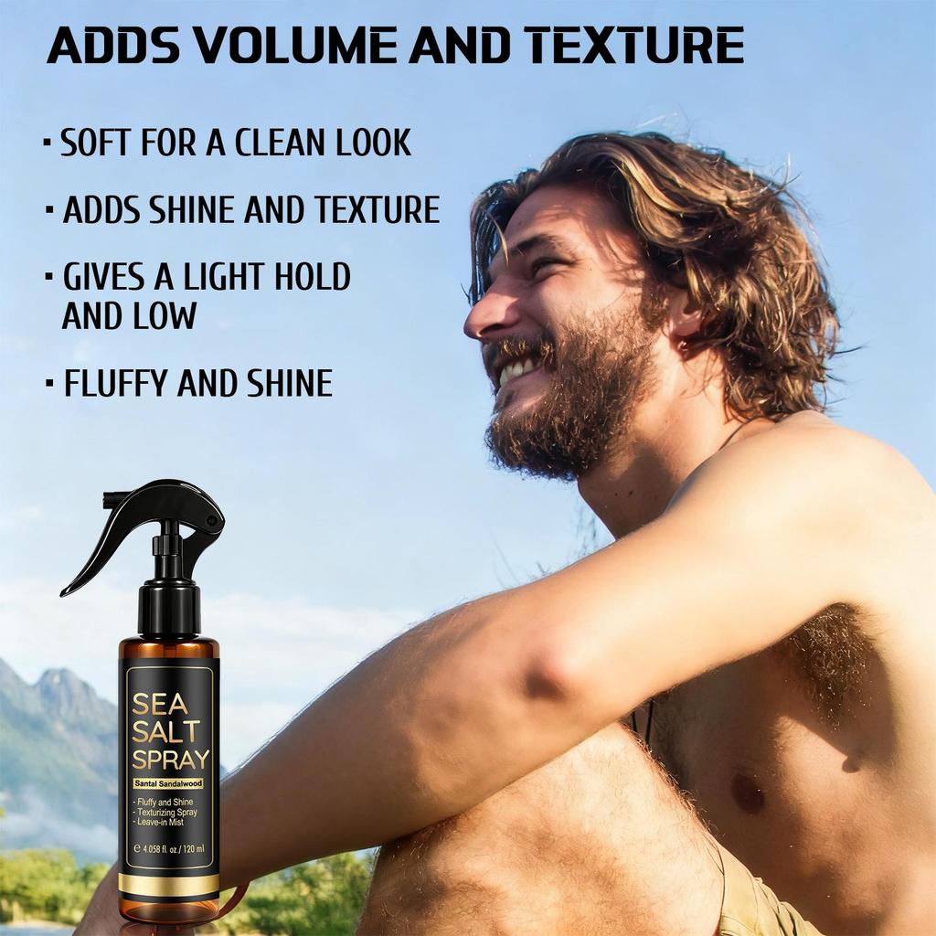Sea Salt Spray-Soft For A Clean Look- And Shine And Texture-Gives A Light Hold And Low-Suitable For All Hair Types, 120ml
