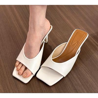 Fashion New Style Summer Women's Wedges Heel Slippers Elegant Square Toe Slip On Slides Outdoor Dress Street Style Shoes Zapatos Mujer