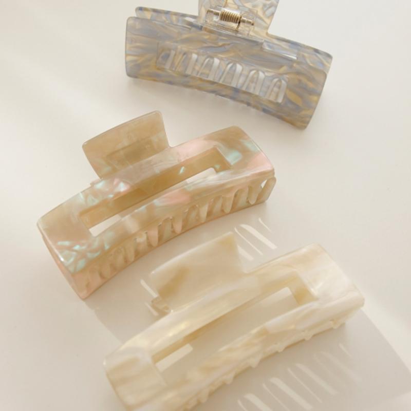 

J.Lauren Color Marble Cellulose Rectangular Hair Clip H0824 Gold Blue