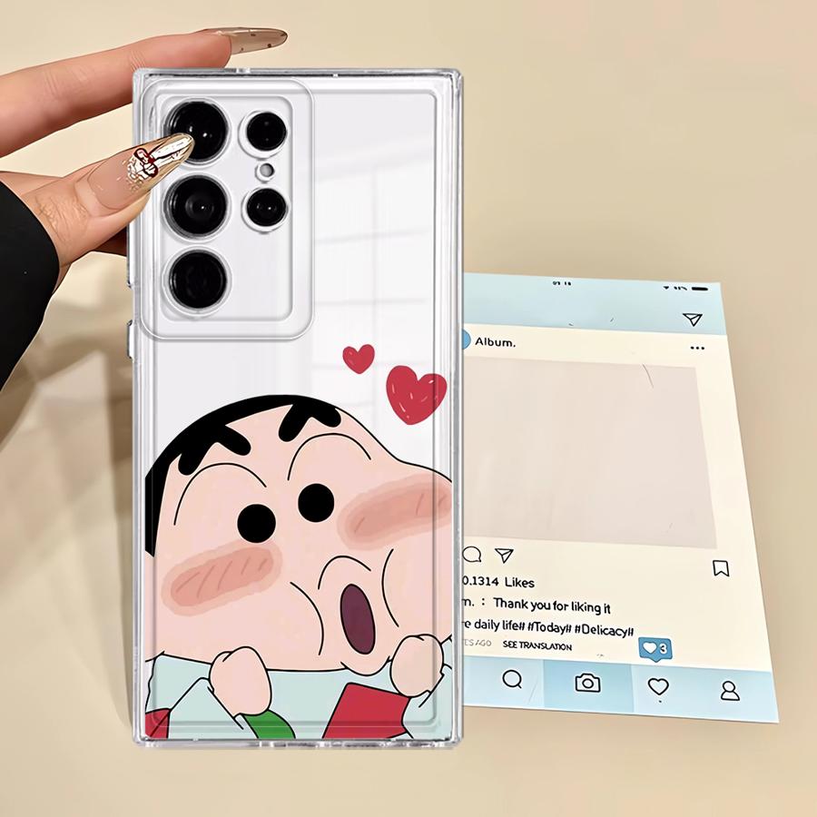 Case for Samsung Galaxy S25 Edge S20 Plus S26 S24 S21 S22 FE Note 20 Ultra 10 S23 Ultra Phone Cover Cartoon Crayons Shinchan