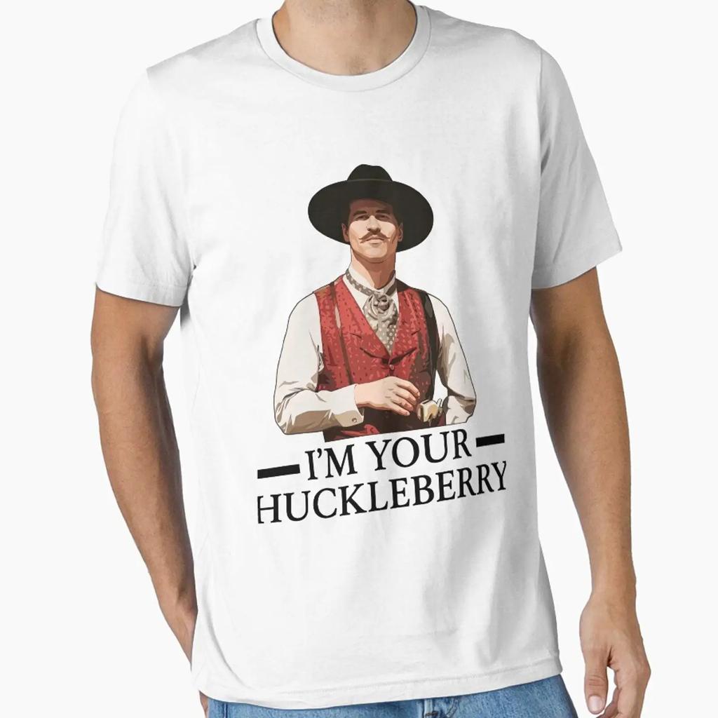 Vintage Im Your Huckleberry Say When Essential T Shirt Vintage Casual Comfortable Homme Streetwear Soft Stretched