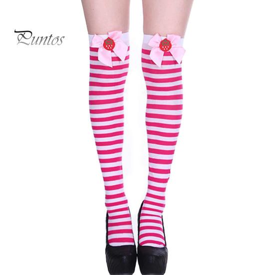 

1 пара рождественских чулок в полоску с цветными блоками в стиле ретро, яркий цветной бант, нескользящие, обтягивающие, для выступлений, косплей, мини-платье, юбка, длинные носки A