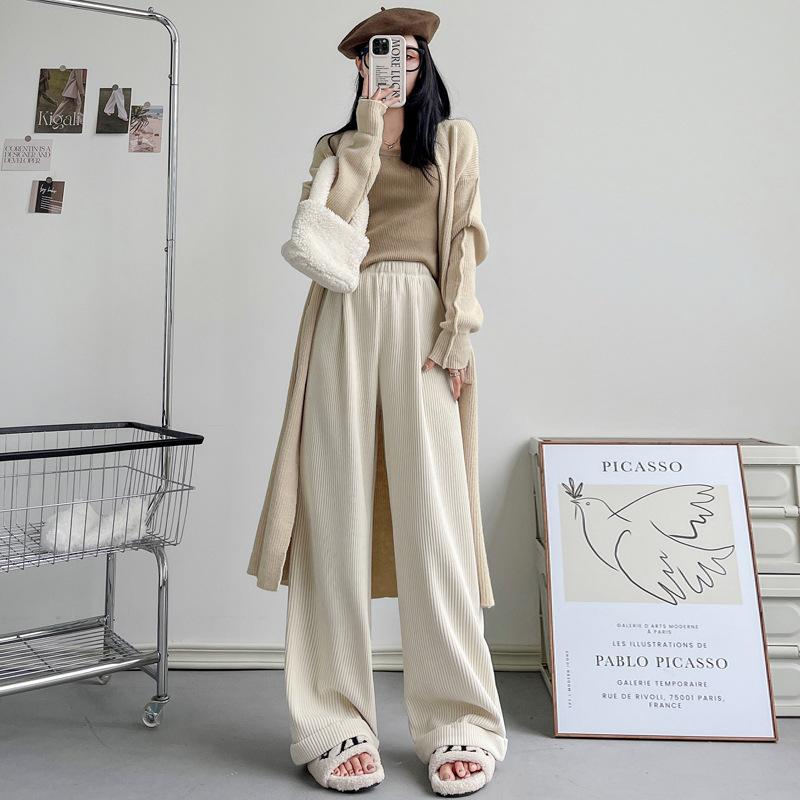 Femeii pantaloni largi cu picior larg primăvara și toamna îmbrăcăminte pentru femei noi lejere drepte drapaj leneș mopping casual lungi pantaloni