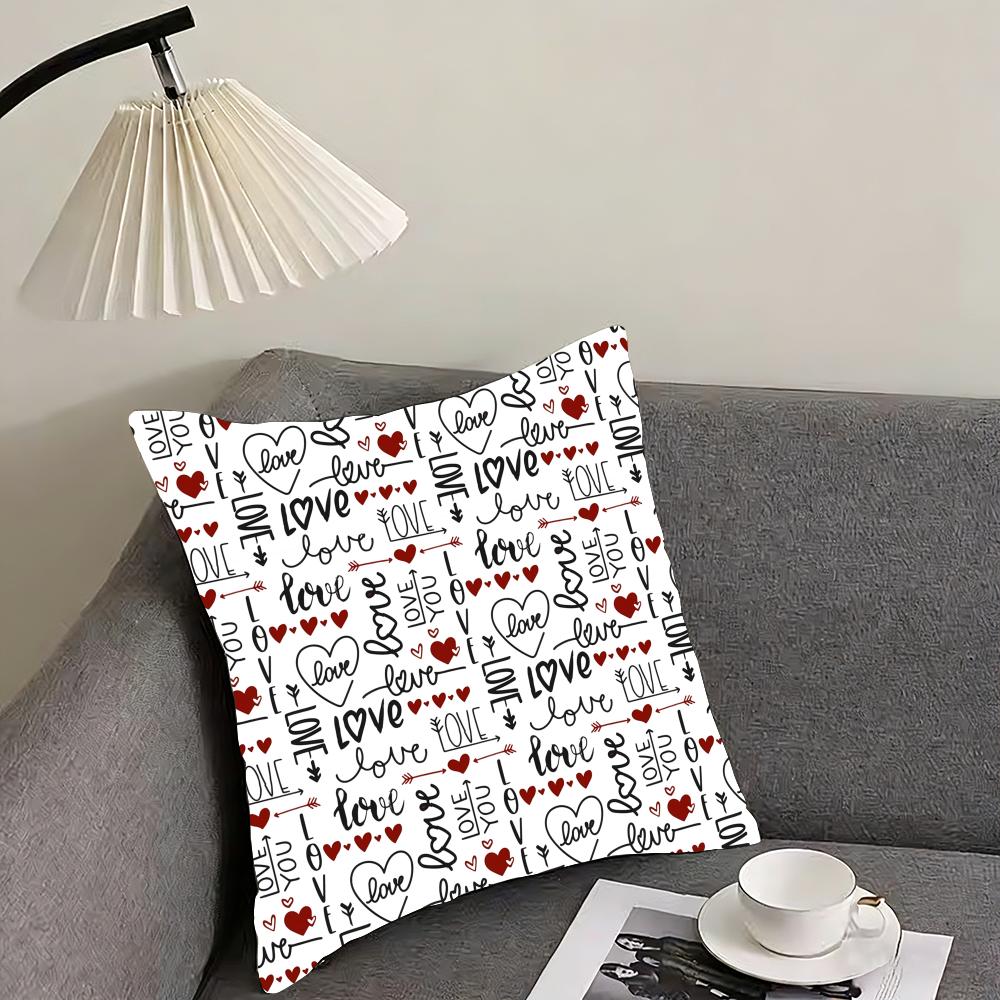 Kiss Love Heart Graffiti Cushion Cover Elegant Comfort Pillowcase Sofa Bed Doublesided Printed Invisible Zipper Home Decor