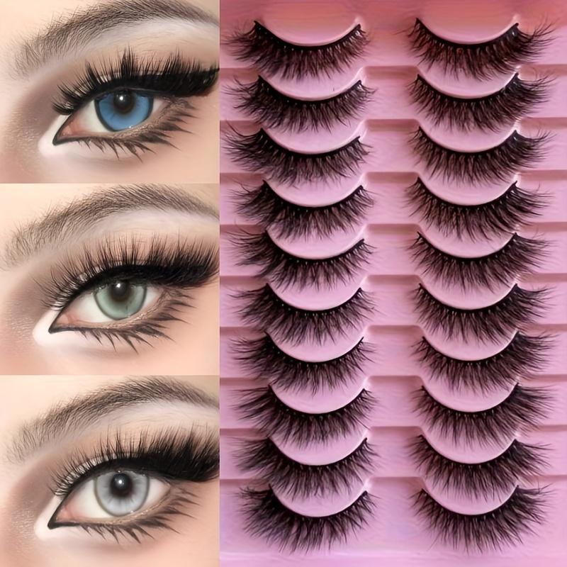10 Pairs Of Fluffy False Eyelashes Set, Creating Natural Curled Eyelashes, Girl Group's Thick And Full False Eyelashes