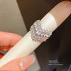 Silver Adjustable Zirconia Ring With Sparkling Line Design For Women