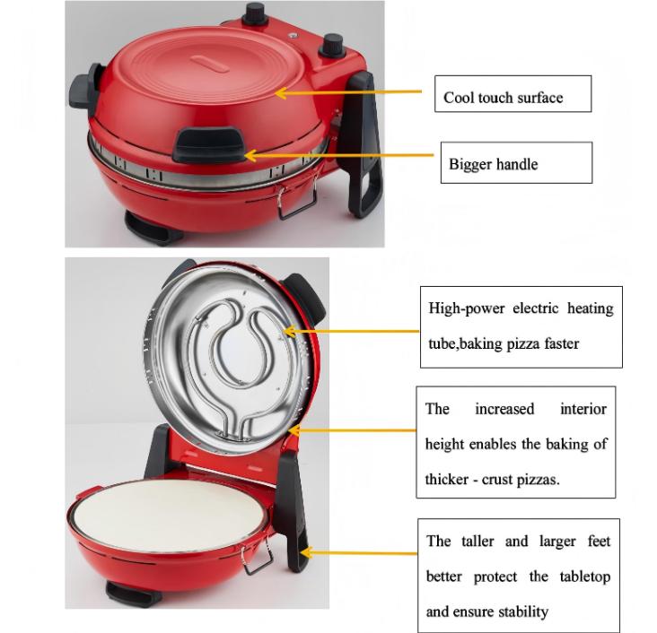 Ceramic Stone Pizza Oven Oven and Toaster 1500W Pizza 12-inch Pizza Oven Temperature-controlled Pizza 4-minute Pizza 420-degree Pizza