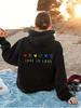 2026 New Women's Hoodies Colorful Heart Letter Graphic Hoodie Casual Street Style Black Sweatshirt